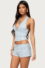 Sloane Faux Suede Halter Top