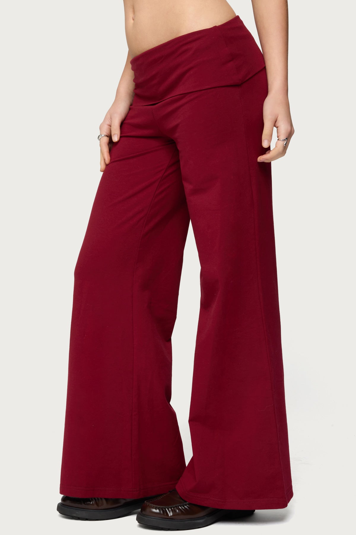 Petite Wide Leg Foldover Pants