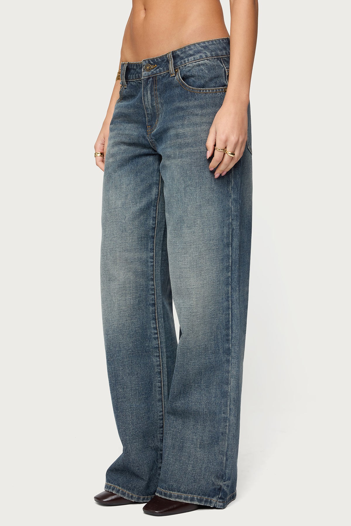 Della Waist Scarf Low Rise Baggy Jeans