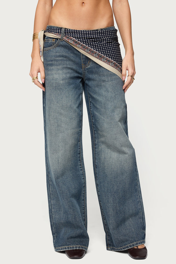 Della Waist Scarf Low Rise Baggy Jeans view 2