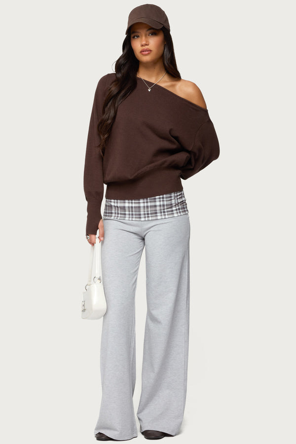 Kimmy Plaid Foldover Waist Pants view 1
