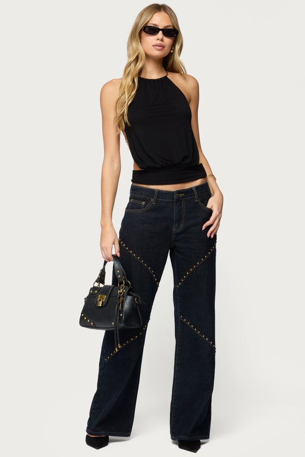 Charla Stud Low Rise Baggy Jeans view 1