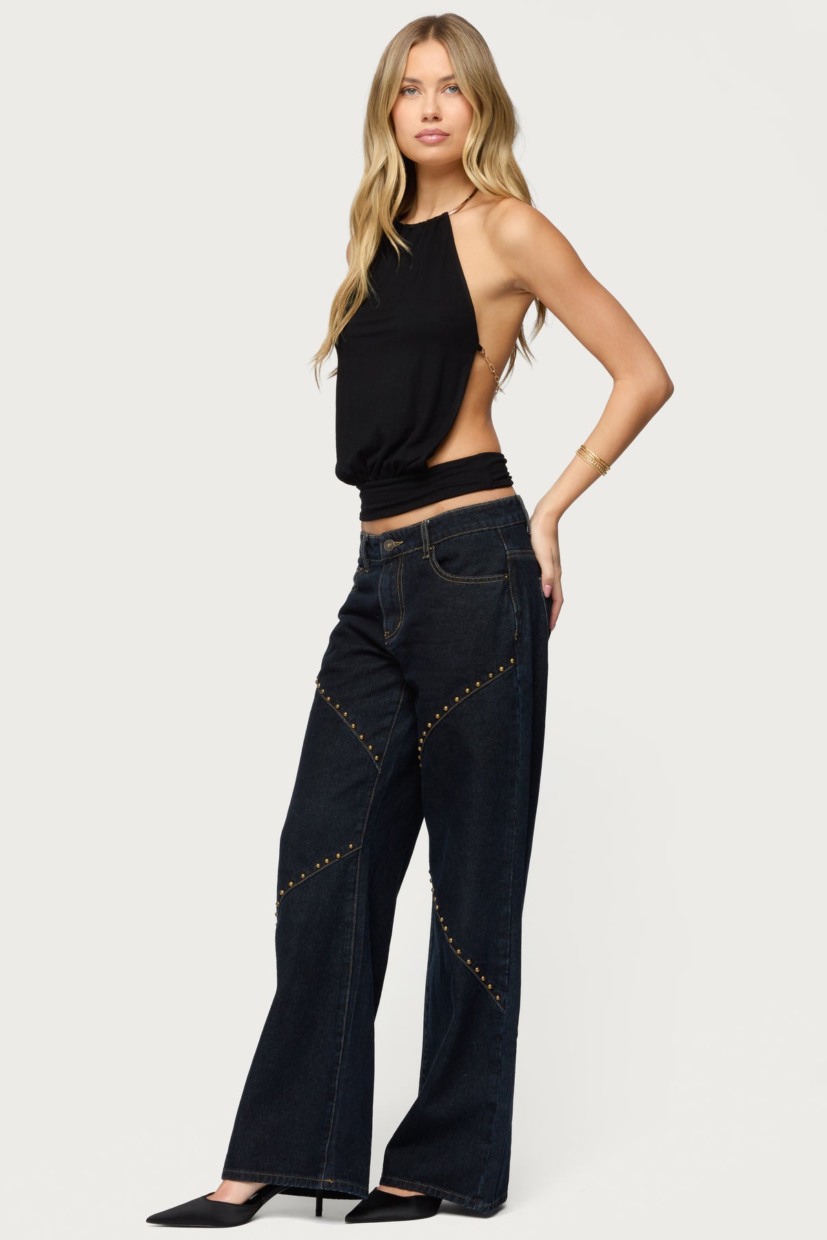 Charla Stud Low Rise Baggy Jeans
