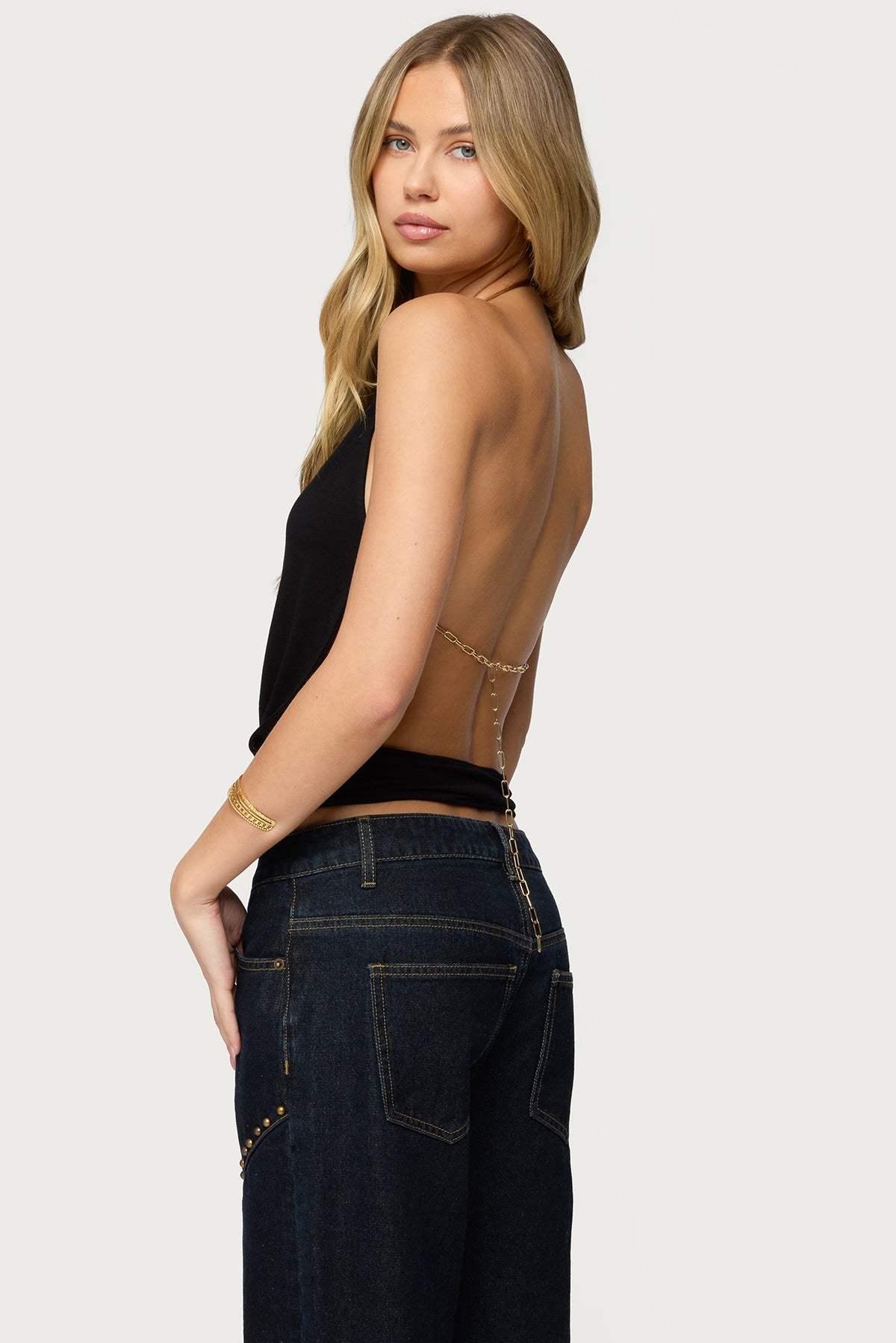 Damarey Chain Backless Halter Top