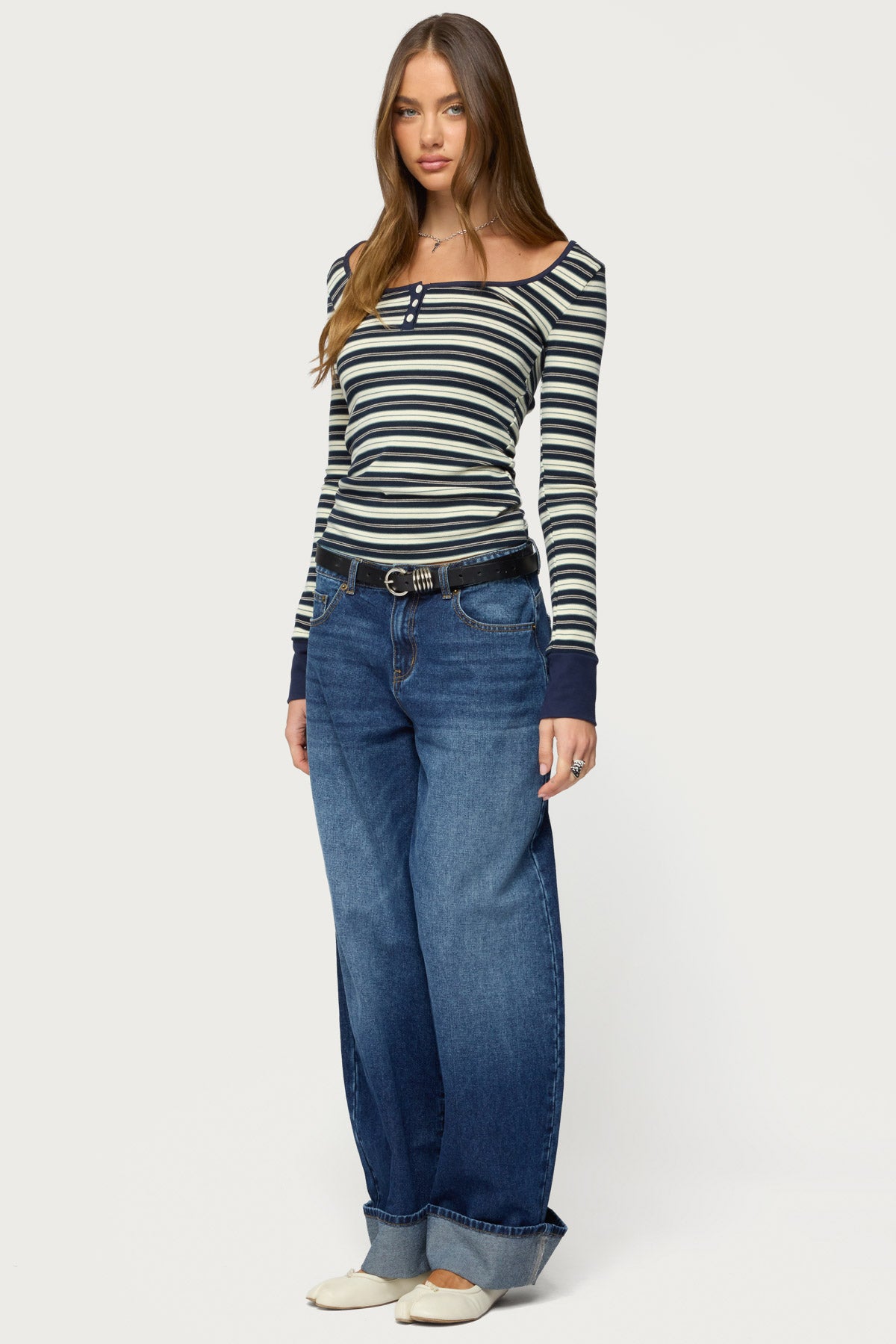Jaida Striped Henley Top