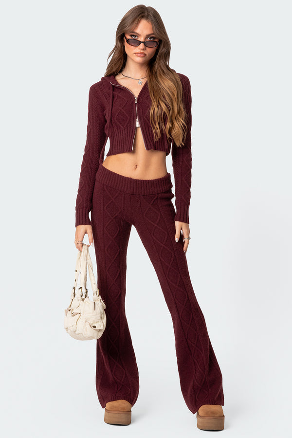 Ray Cable Knit Flared Pants view 1