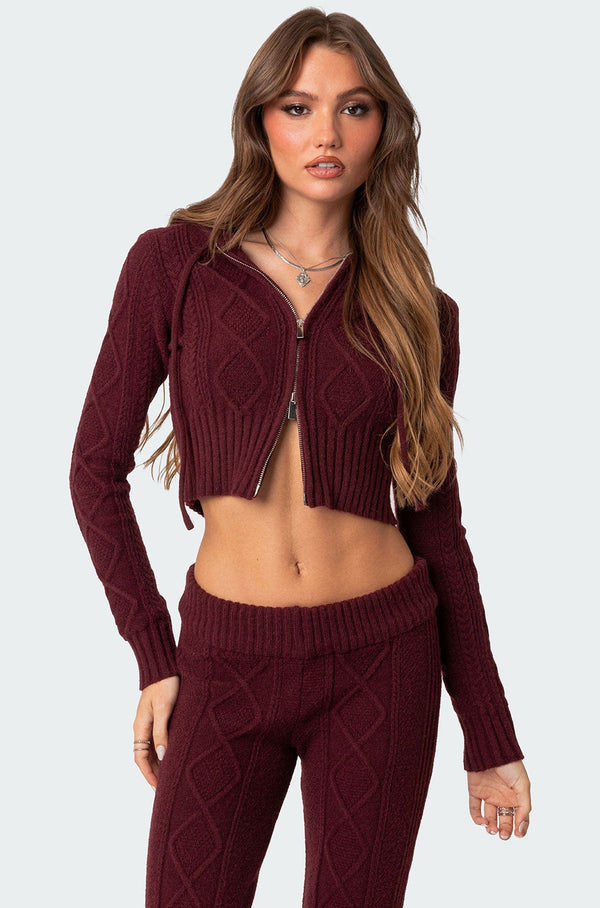 Ray Cable Knit Hooded Cardigan view 1