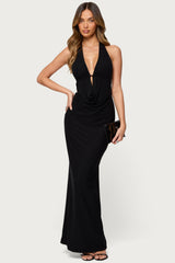 Laretta Cowl Neck Backless Maxi Dress
