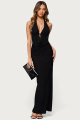 Laretta Cowl Neck Backless Maxi Dress