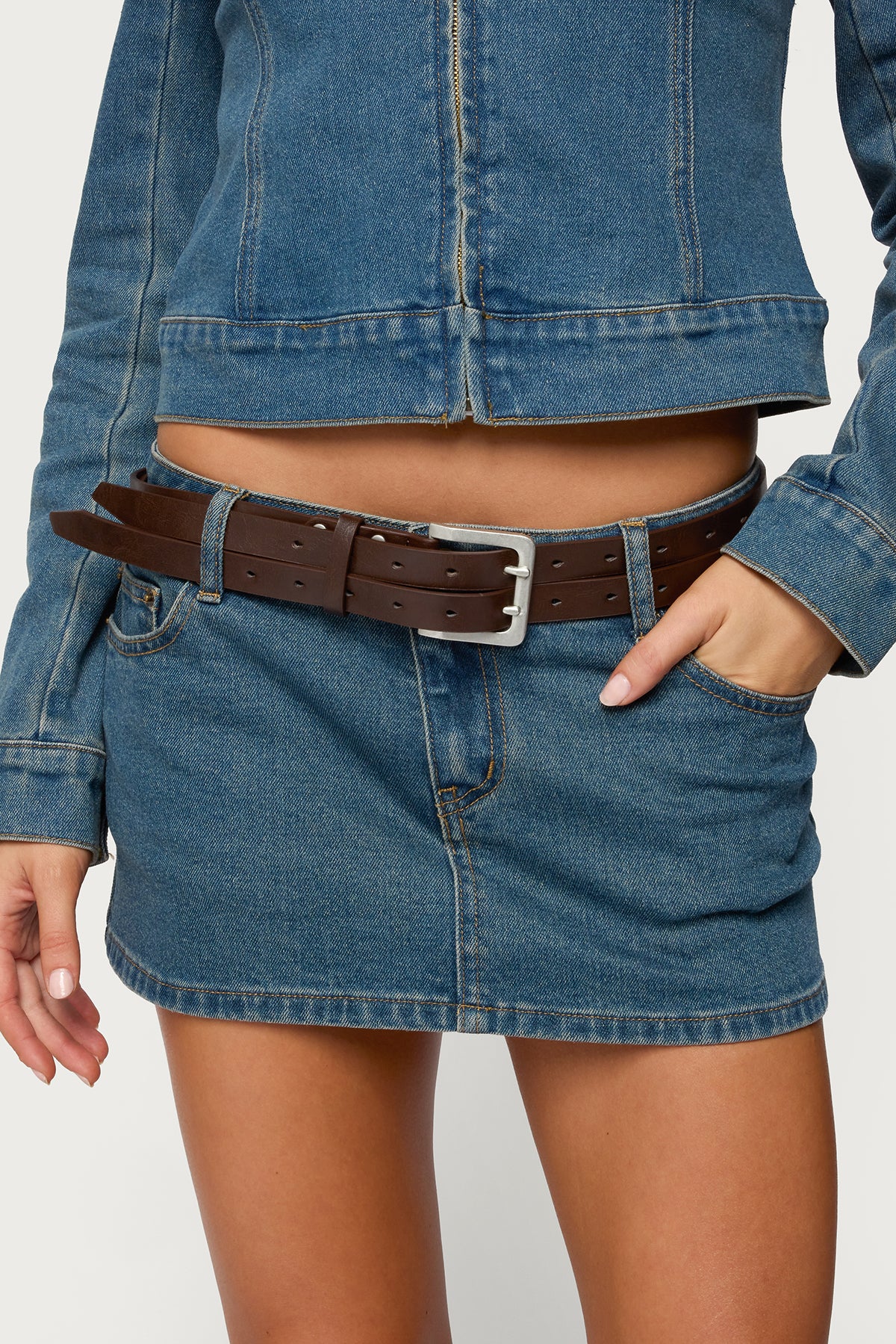 Double Look Faux Leather Belt