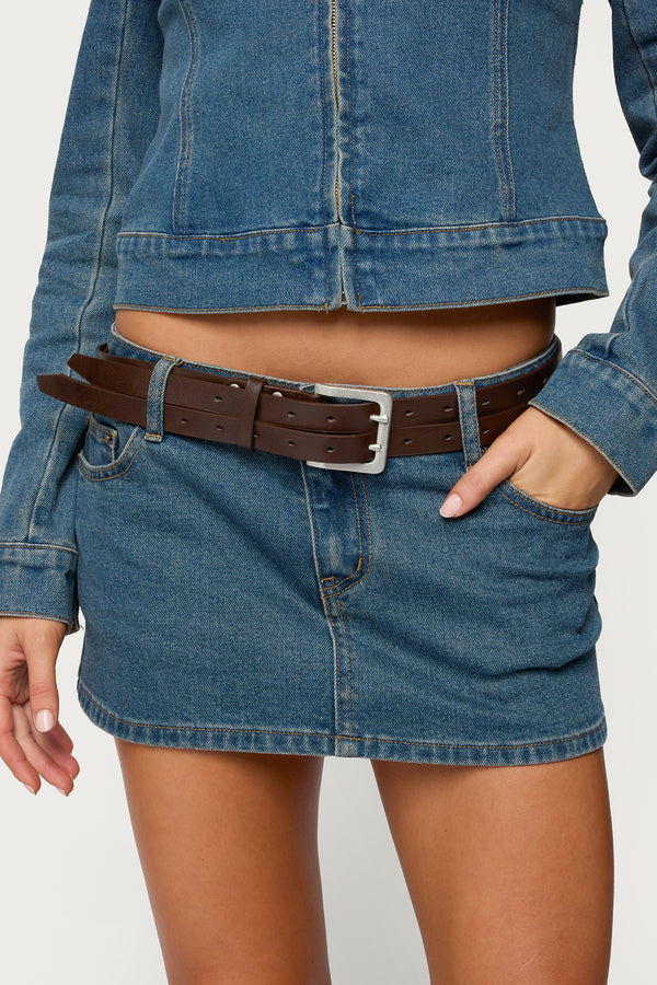 Double Look Faux Leather Belt view 1