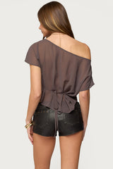 Noria Sheer Chiffon Off Shoulder Top