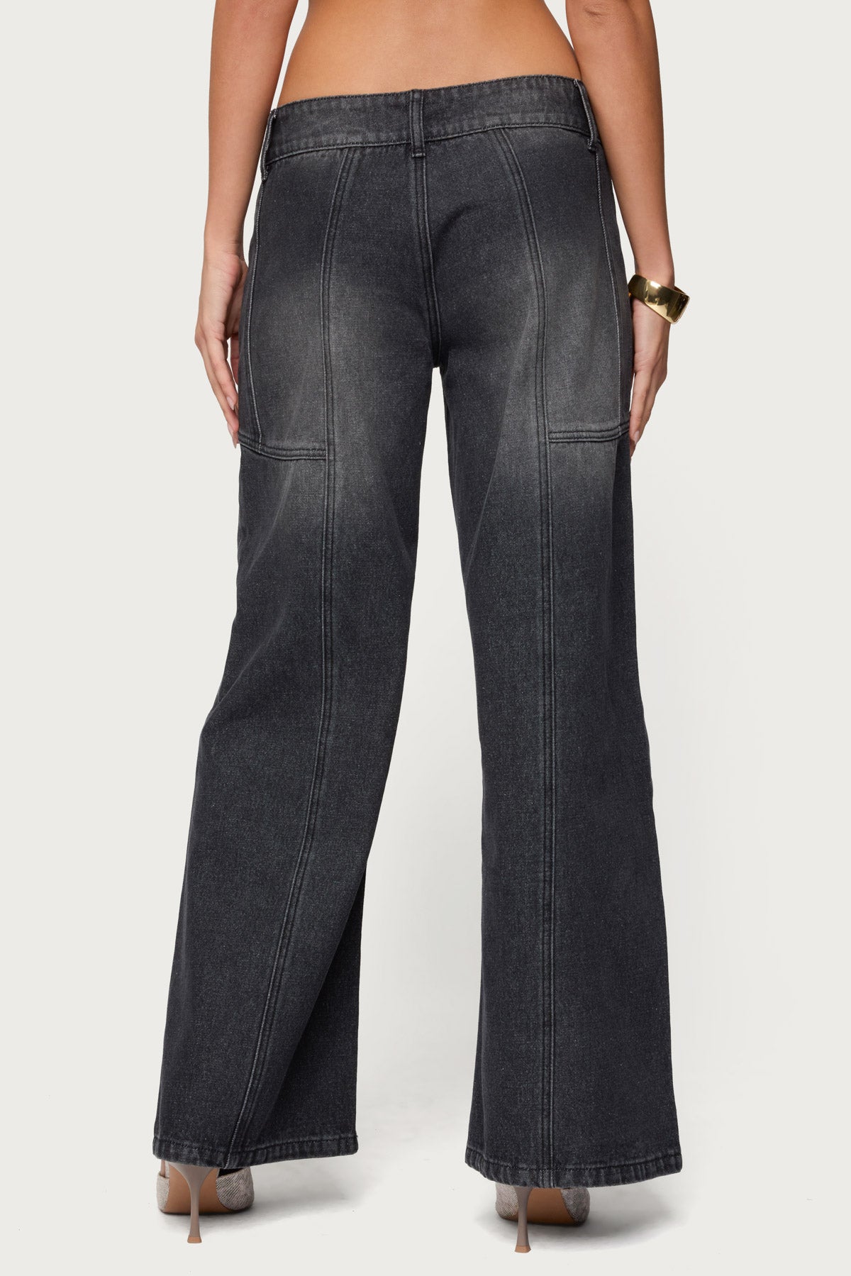 Charlize Stitched Washed Low Rise Baggy Jeans