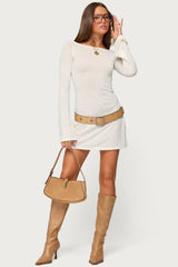 Noria Sheer Flared Sleeve Mini Dress