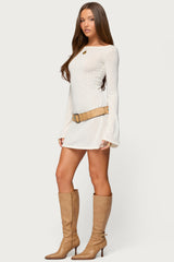 Noria Sheer Flared Sleeve Mini Dress