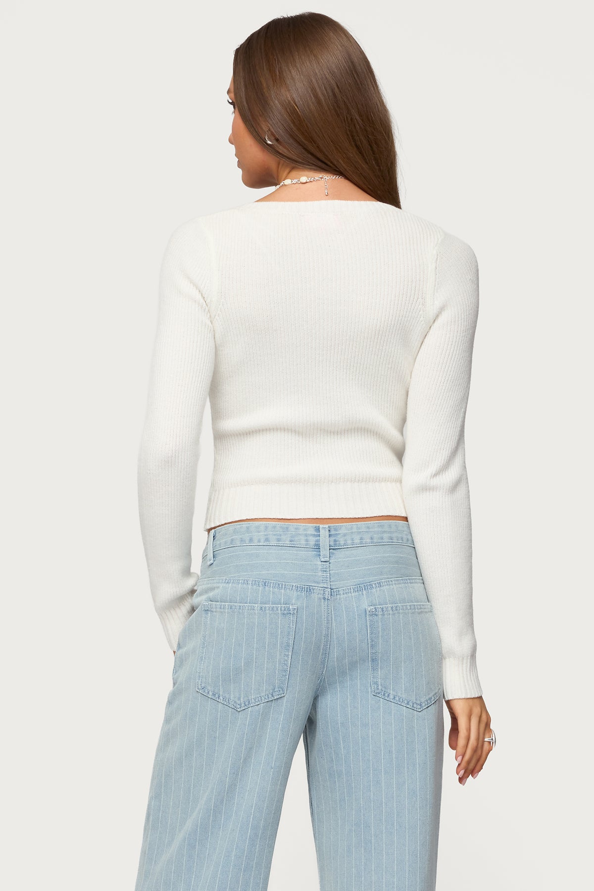 Maliah Ribbed Knit V Neck Top