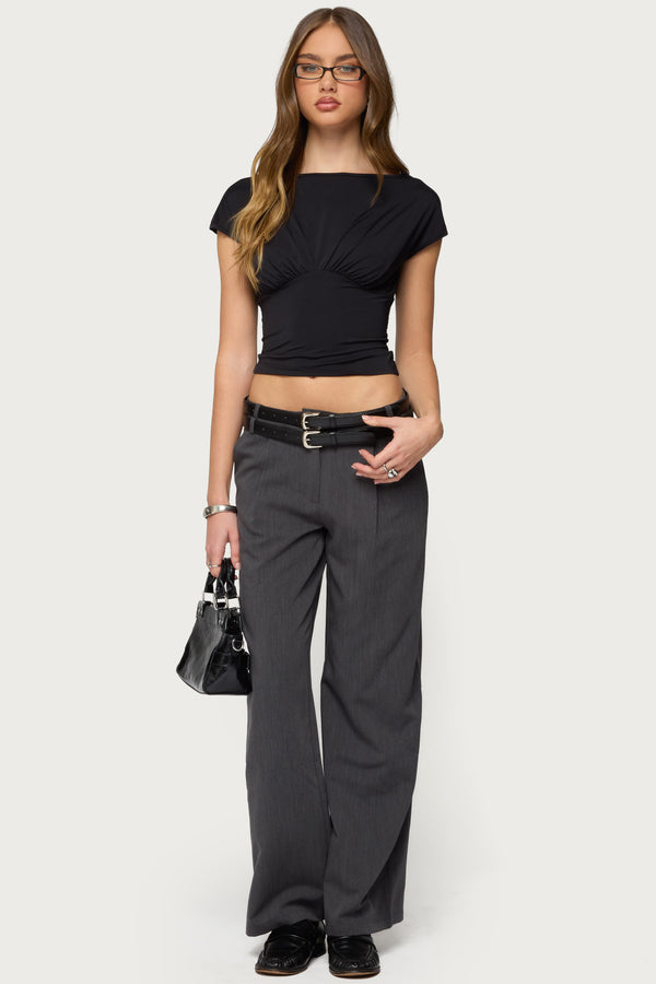 Leonah Ruched Boat Neck Top view 2