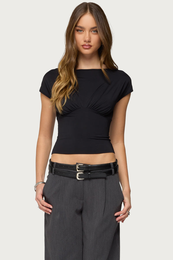 Leonah Ruched Boat Neck Top view 1