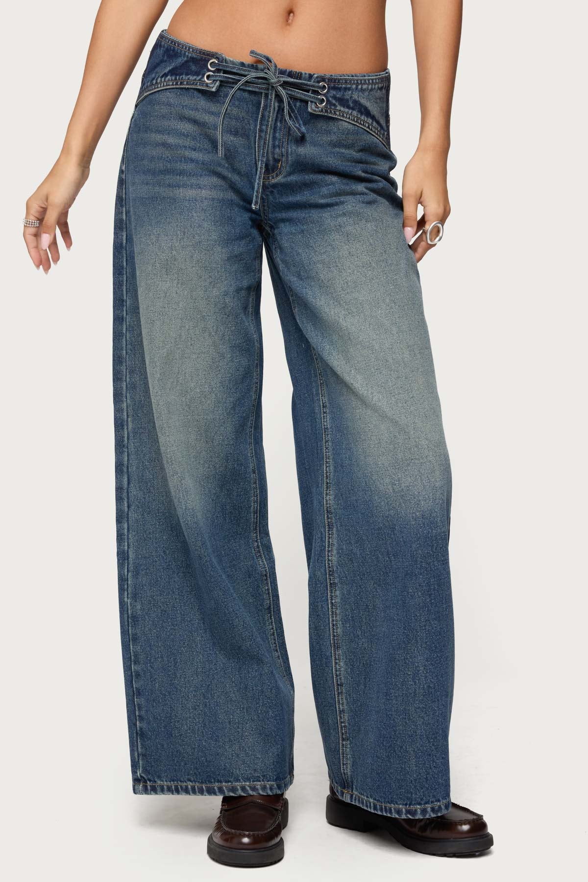 Niah Lace Up Low Rise Baggy Jeans