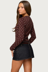 Daliya Polka Dot Long Sleeve Top