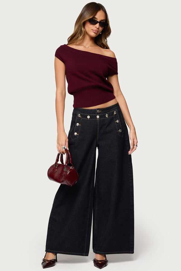 Frida Buttoned Low Rise Baggy Jeans view 1