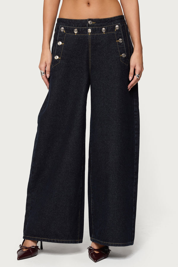 Frida Buttoned Low Rise Baggy Jeans view 2