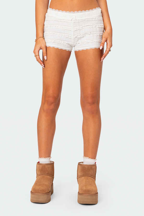 Lucy Ruffled Lace Shorts view 2