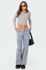 Debbie Distressed Low Rise Baggy Jeans