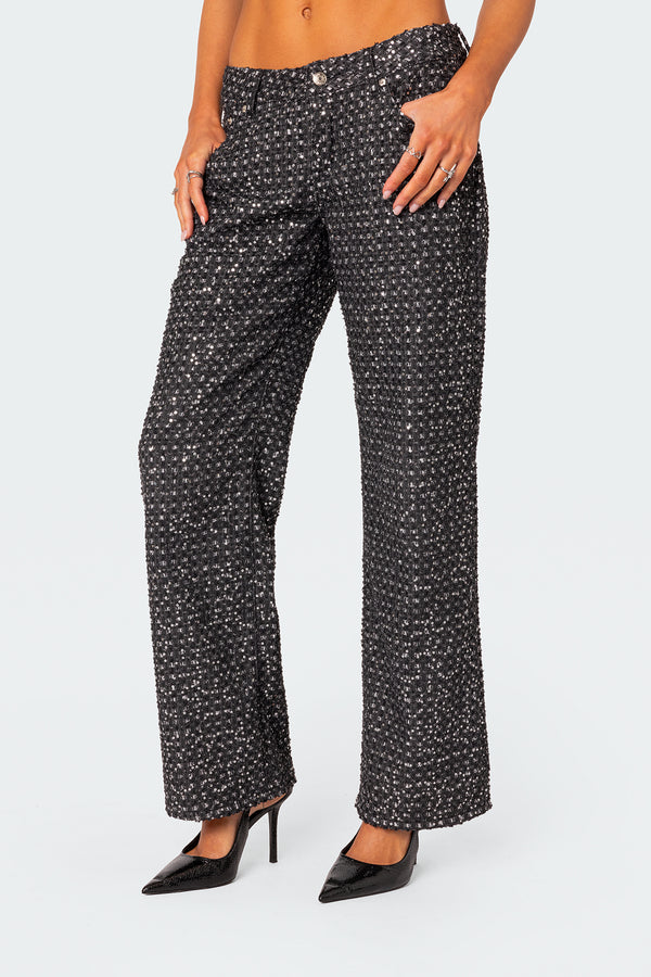 Nyah Sequin Low Rise Wide Leg Jeans view 2