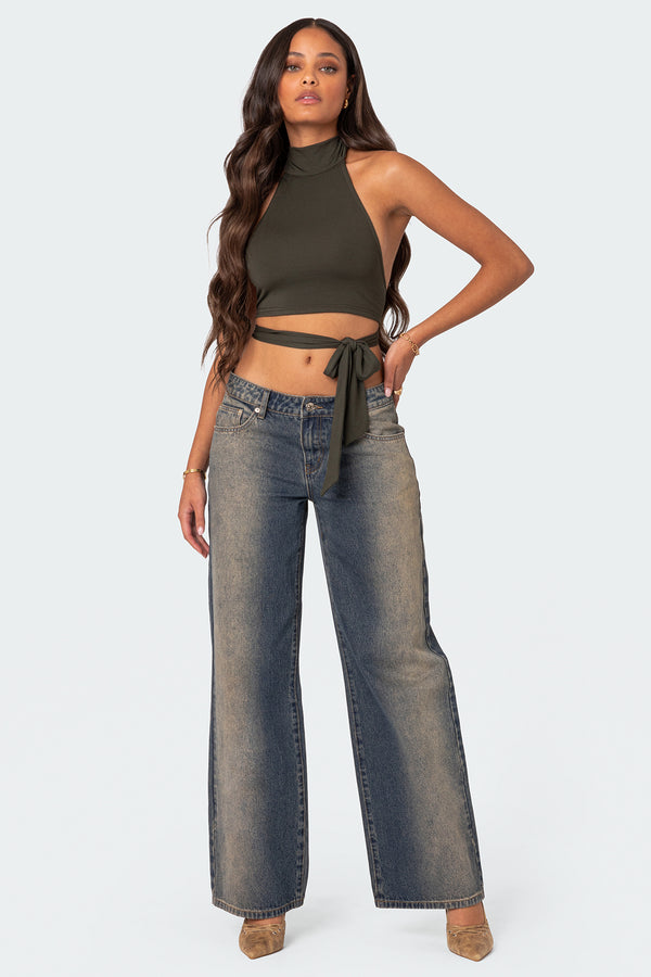 Hamlin Wrap Tie Crop Top view 2