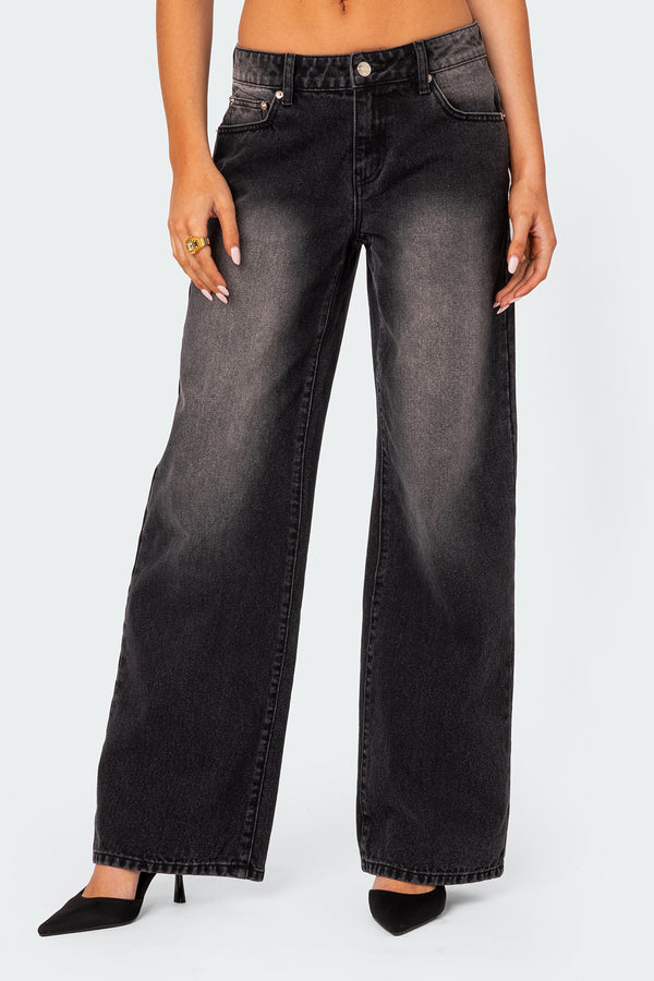 Magda Acid Wash Low Rise Baggy Jeans view 2