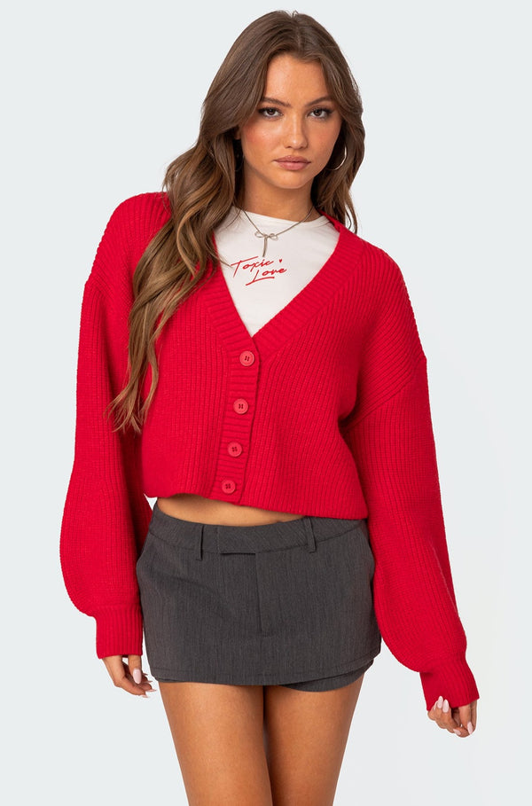 Sabrina Chunky Knit Cropped Cardigan view 1