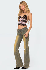 Cara Sheer Lace Open Back Top