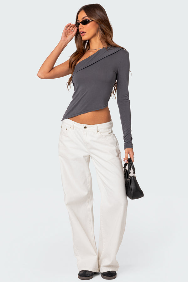 Fold Over One Shoulder Top view 2