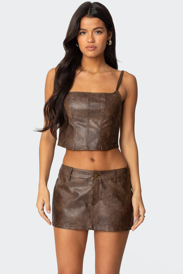 Scout Zip Up Faux Leather Corset view 1