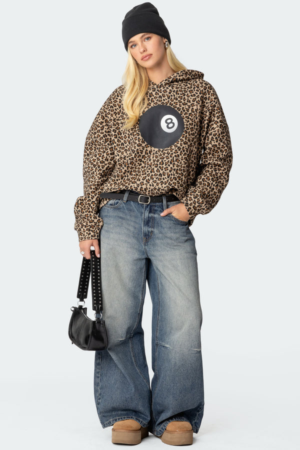 Leopard 8 Ball Oversized Hoodie view 2