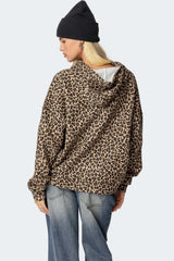 Leopard 8 Ball Oversized Hoodie