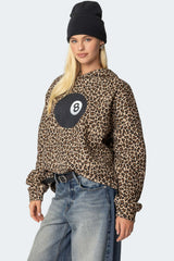 Leopard 8 Ball Oversized Hoodie
