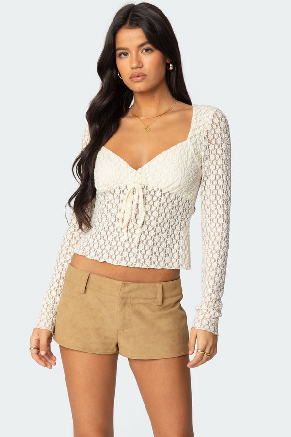 Laila Textured Lacey Top view 1