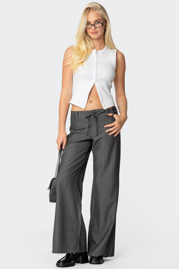 Mayla Wide Leg Pinstripe Trousers view 1