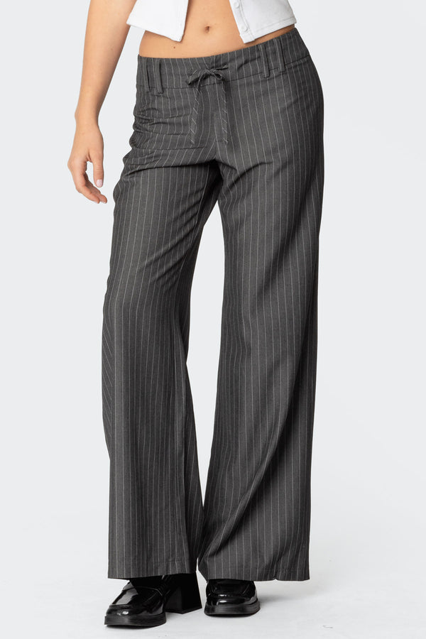 Mayla Wide Leg Pinstripe Trousers view 2