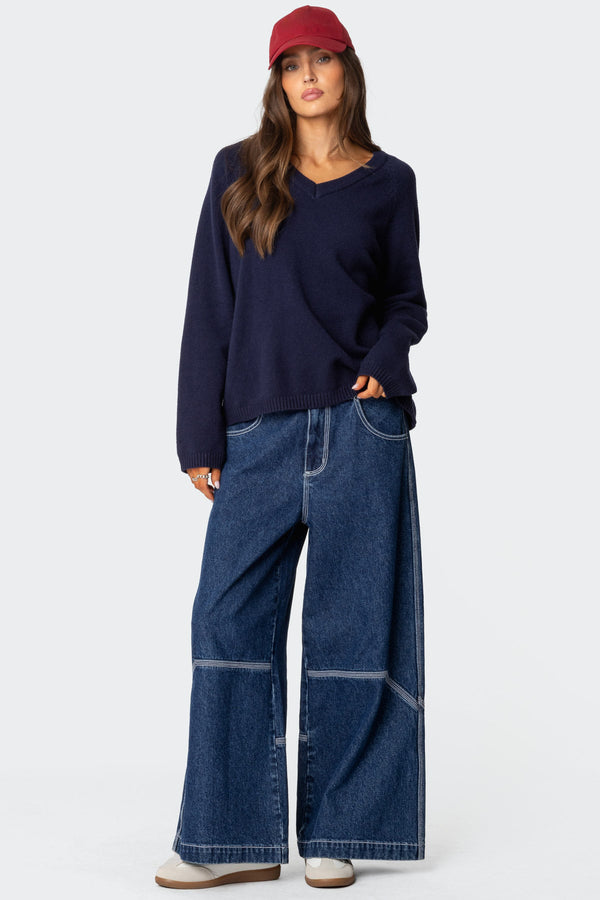 Martha Oversized V Neck Sweater view 2