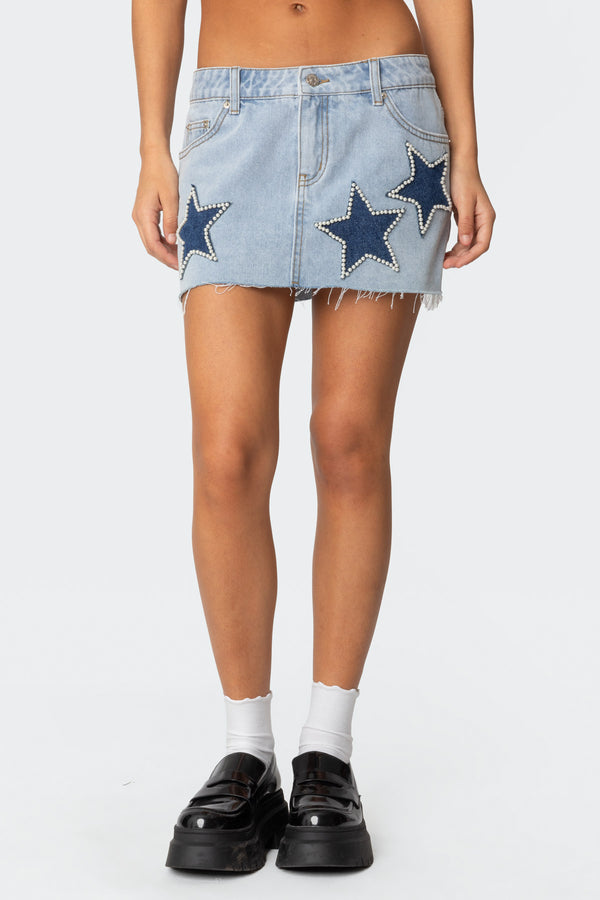 Shining Star Denim Mini Skirt view 2