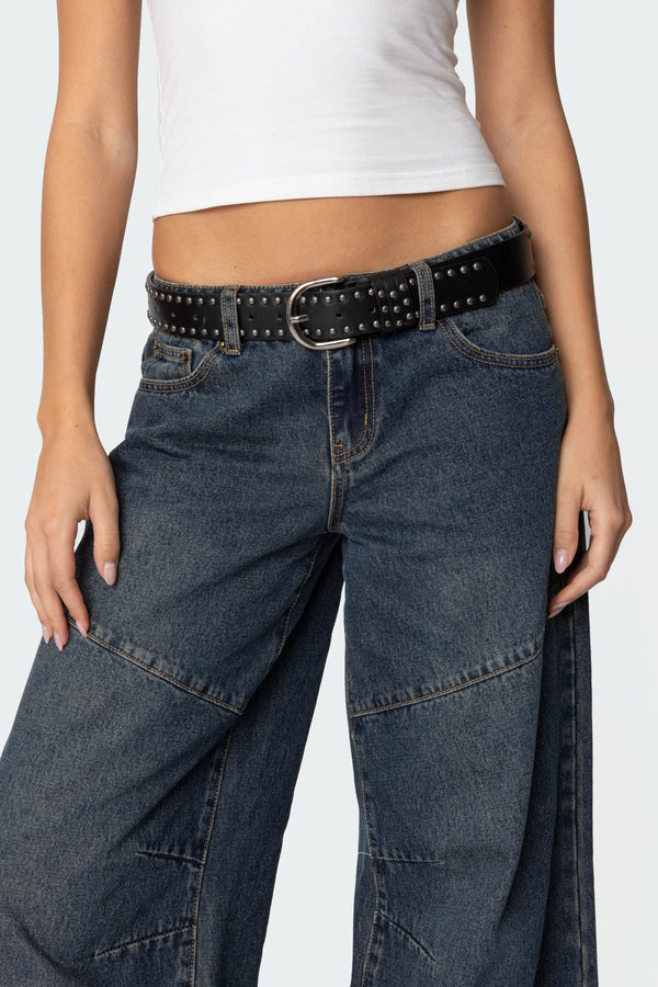 Studded Faux Leather Belt view 1