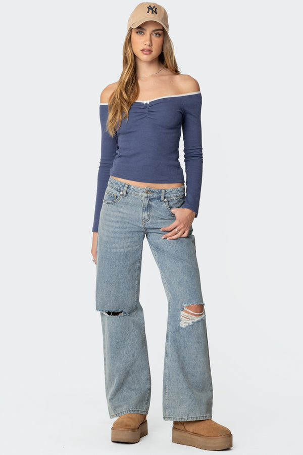 Tal Ruched Off Shoulder Top view 2