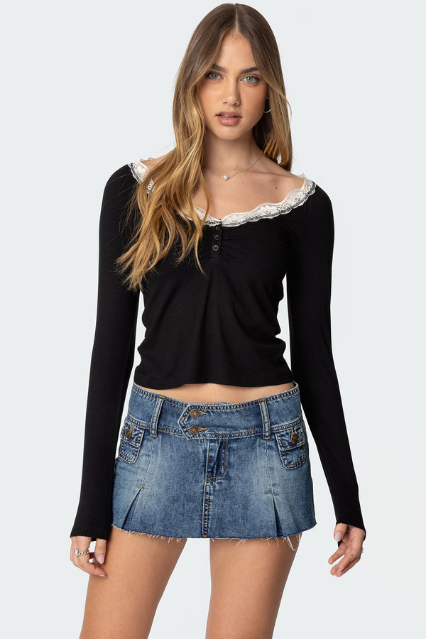 Tracey Lace Trim Top view 1