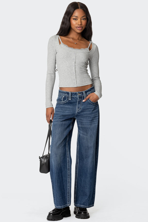 Josi Layered Ribbed Top view 2