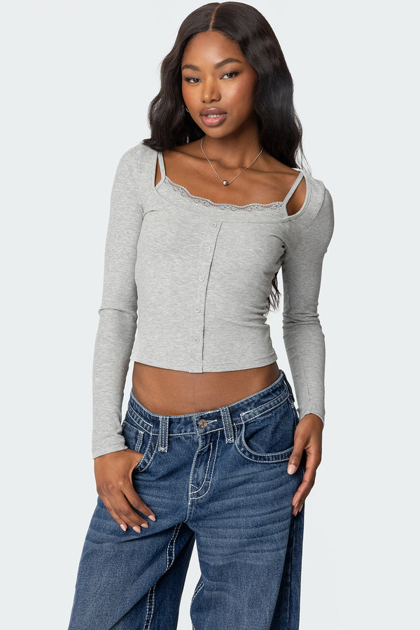 Josi Layered Ribbed Top view 1