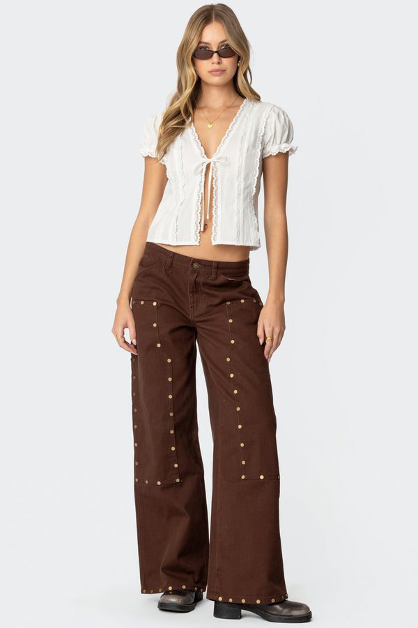Studded Low Rise Baggy Carpenter Jeans view 1