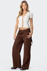 Studded Low Rise Baggy Carpenter Jeans
